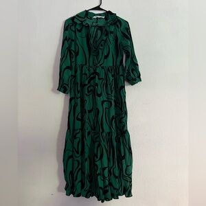 Zara Emerald Green Tiered Sundress with Bishop Sleeves